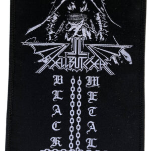Patch Black Metal Inverted Cross  (19,7 x  10 cm)