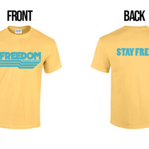 T/S Stay Free (L) - Yellow with Blue Print